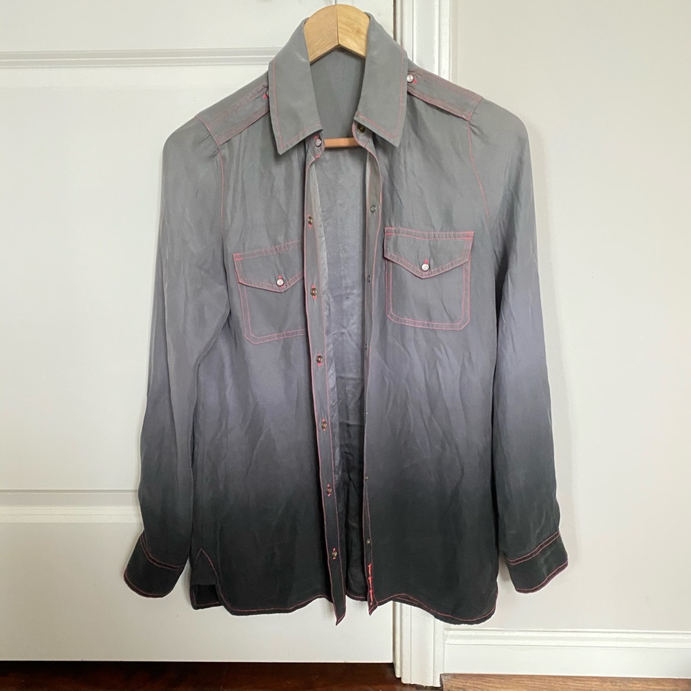 Workshop Silk Ombré Button Down Blouse